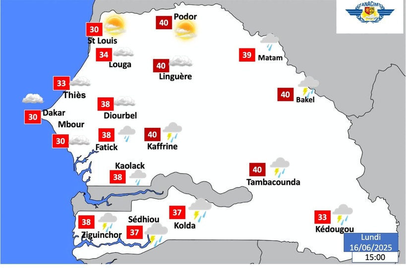 Météo – Alerte de l’ANACIM : orages et fortes chaleurs attendus dans plusieurs régions du Sénégal